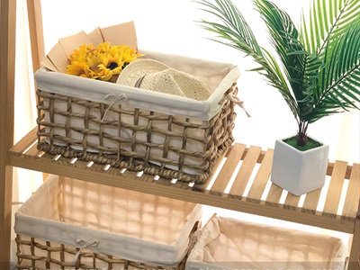 Khay lục bình chữ nhật đan thưa có vải lót 3 size KHAY-LB-02